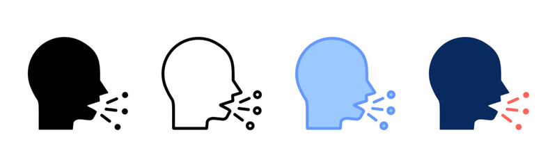 Cough icon set multiple style collection