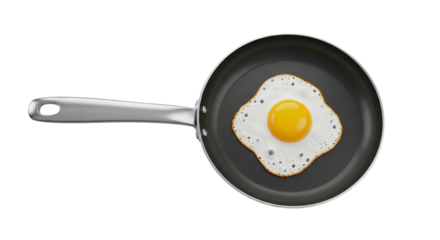 Sunny side up fried egg bright golden yolk perfect for healthy breakfast Modern non stick pan food cooking