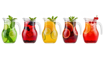 Refreshing infused water pitchers with fruits and herbs