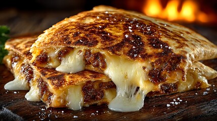 Quesadilla triangles melted cheese oozing snack pictures