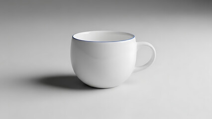 Fototapeta premium Simple white coffee mug with handle on table