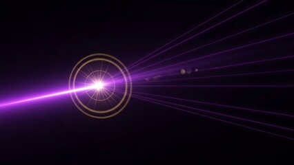 Vibrant Purple Laser Beam Emitting Radiant Light Rays Against Dark Gradient Background