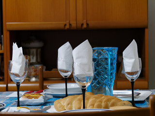detail of a table set in a house