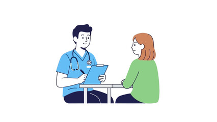 Man and Woman Discussing Document Together.