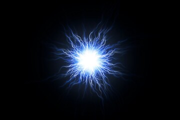 Obraz premium ultra stylized radial lightning explosion, electric energy burst from a bright white core