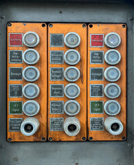 Vintage orange German train railway control panel