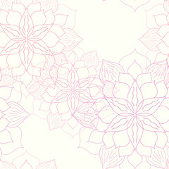 A seamless pattern consisting of intricate floral mandalas. for textiles, religious holidays, card design, decorations, flyers, invitations