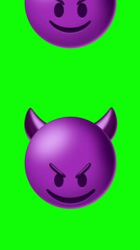 Devil emoji motion on green background.