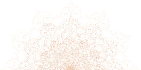 Peach decorative half of a mandala on a transparent background. Indian, Islamic pattern, henna pattern, print, poster, cover, brochure, flyer