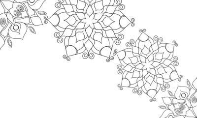 Black outlines of mandalas on a transparent background. Indian, Islamic pattern, henna pattern, print, poster, cover, brochure, flyer