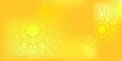 An orange mandala dissolving into a gradient background. For making invitations, postcards, logos, covers, booklets, flyers, banners. Islamic, Arab, Indian, Ottoman motifs