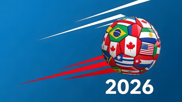 New year 2026 global celebration international flags soccer ball