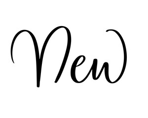 New lettering in elegant cursive script with decorative flourishes