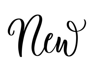 New lettering in elegant cursive script with decorative flourishes