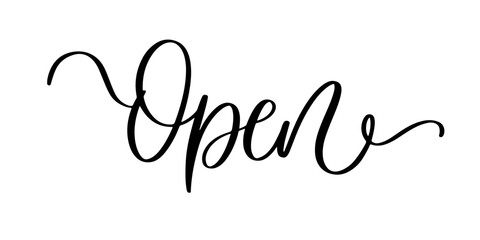 Open lettering in elegant cursive script with decorative flourish
