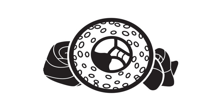Sushi roll with ginger solid icon, japanese food concept. Vector graphics. Seafood sushi, seafood sign on white background, style icon mobile or web design