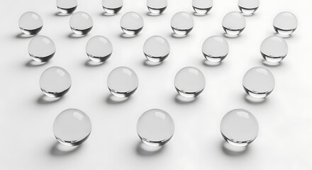 Abstract 3D Render of Clear Glass Spheres in a Grid Pattern