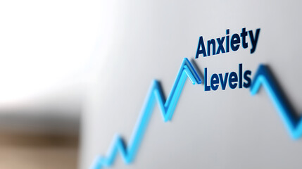 A stylized graph shows 'Anxiety Levels' increasing and decreasing, conveying the ebb and flow of stress and emotional states. The image uses visual metaphor.