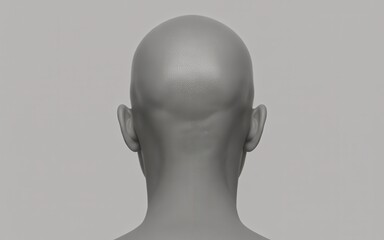 Back view of a bald mannequin head and neck