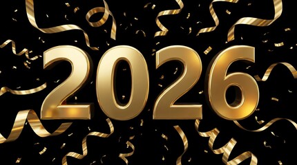 2026 Happy New Year Text Design. Vector Illustration.