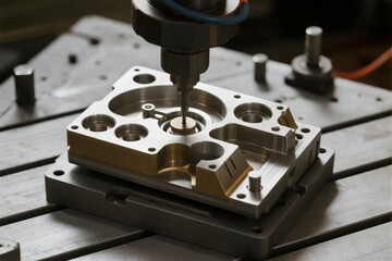 CNC machining process drilling precision metal component