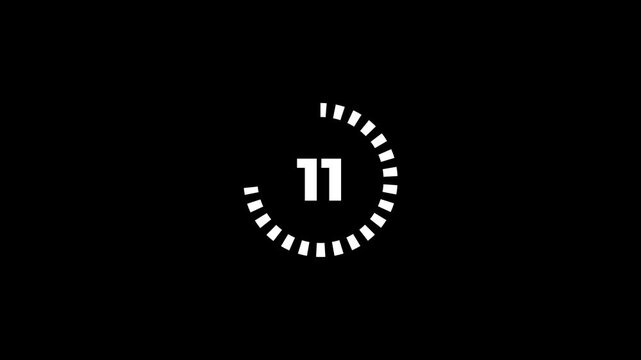 A countdown from 15 to 0 with dashed line animation effect for smooth transition