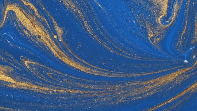 Abstract blue paint splashes form swirling ocean waves in a fluid motion design with light textures and a nature-inspired pattern for an artistic wallpaper illustration