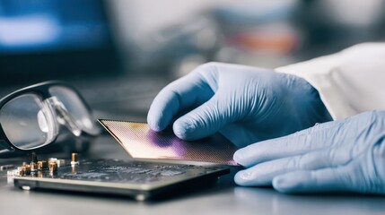 Closeup of hands carefully applying anodizing treatment to a laptop part for corrosion resistance showcasing advanced electronics surface repair techniques.