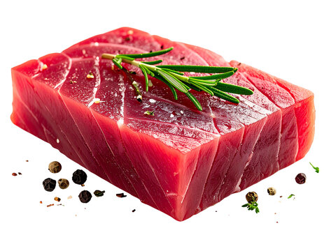 Raw Tuna Steak with Rosemary and Peppercorns.