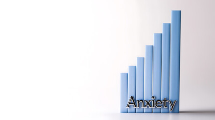 A visual representation of increasing anxiety levels, with bars graphically showing a rise, reflecting the heightened state on a plain background. "Anxiety" is boldly placed.