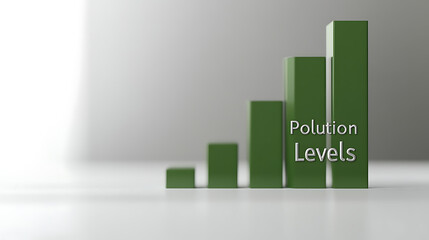 A visualization of Pollution Levels in the form of a bar graph trending upwards. The green bars show a clear increasing trend highlighting the rising pollution.