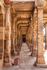Hindu and Jain temples ware looted and destroyed by invaders. Those temple pillars are inside the Quwwat-ul-Islam Mosque at Qutub Minar complex at Mehrauli, New Delhi India.