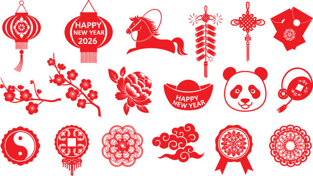 Chinese new year decorations and symbols
