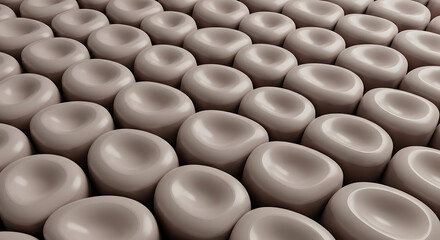 Obraz premium Abstract 3D Render of Glossy Beige Rounded Geometric Pattern
