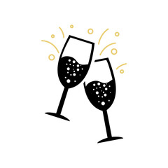 Champagne glasses toast celebration sign icon design vector
