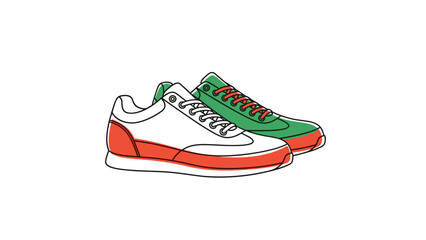 Colorful Cartoon Sneakers with Green Laces.