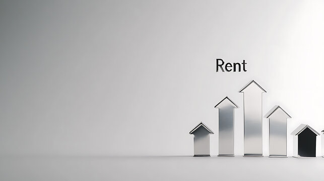 Conceptual representation of escalating rental costs, illustrating an upward trend in housing expenses and the growing financial burden on renters. A visualization of market dynamics.
