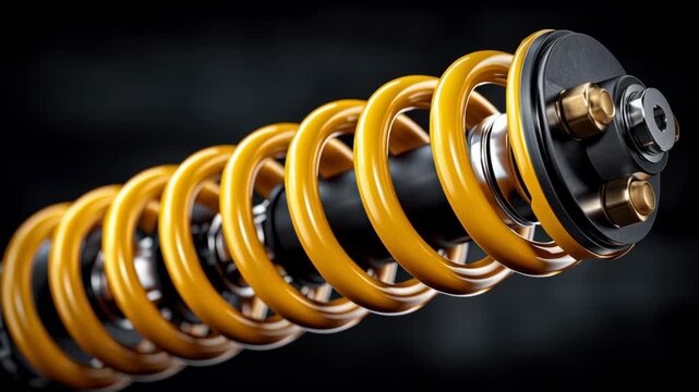 A close up of a yellow spring. The spring is bent and twisted, and it is yellow in color