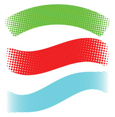 Colorful Halftone Wave Shapes Abstract Design Isolated on White Background