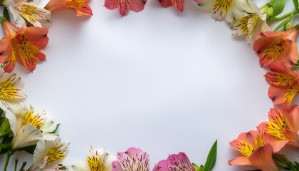 Colorful Alstroemeria flowers on white background