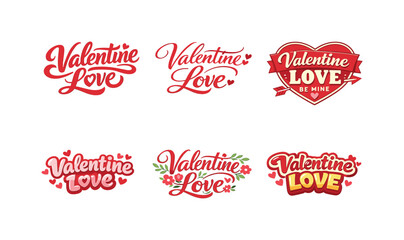 Valentine Love Lettering. Valentine Love Lettering. Set lettering. harmonious lettering variations of the same emblematic concept, each with different artistic