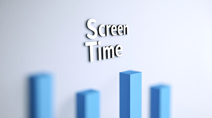 A graphical representation focusing on the concept of screen time, emphasizing usage trends and visual data. Blue bars indicate screen time, showcasing a growth-focused display.