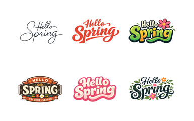 Spring Lettering Variations. Spring Lettering Essentials. Set lettering. harmonious lettering variations of the same emblematic concept, each with different