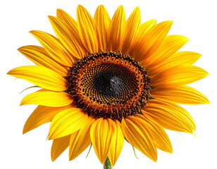 A vibrant sunflower in full bloom against a clean white background.