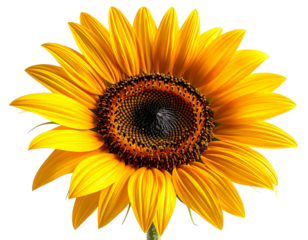 A vibrant sunflower in full bloom against a clean white background.