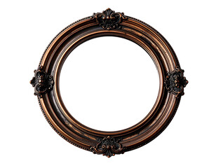 Fototapeta premium Ornate Round Antique Bronze Picture Frame with Decorative Embellishments.