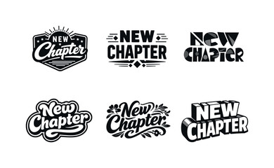 Obraz premium Harmonious Lettering Variations. New Chapter. Set lettering. harmonious lettering variations of the same emblematic concept, each with different artistic