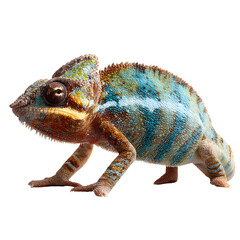 Obraz premium Chameleon on white background close-up