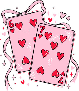 Playing Cards Valentine 6 7 PNG SVG, Preppy 67 Six Seven Valentines Png svg, Coquette 67 svg