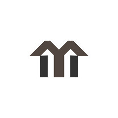 Modern Geometric Letter M House Logo, Minimalist Real Estate Home Construction Branding Icon Vector isolated with white background.